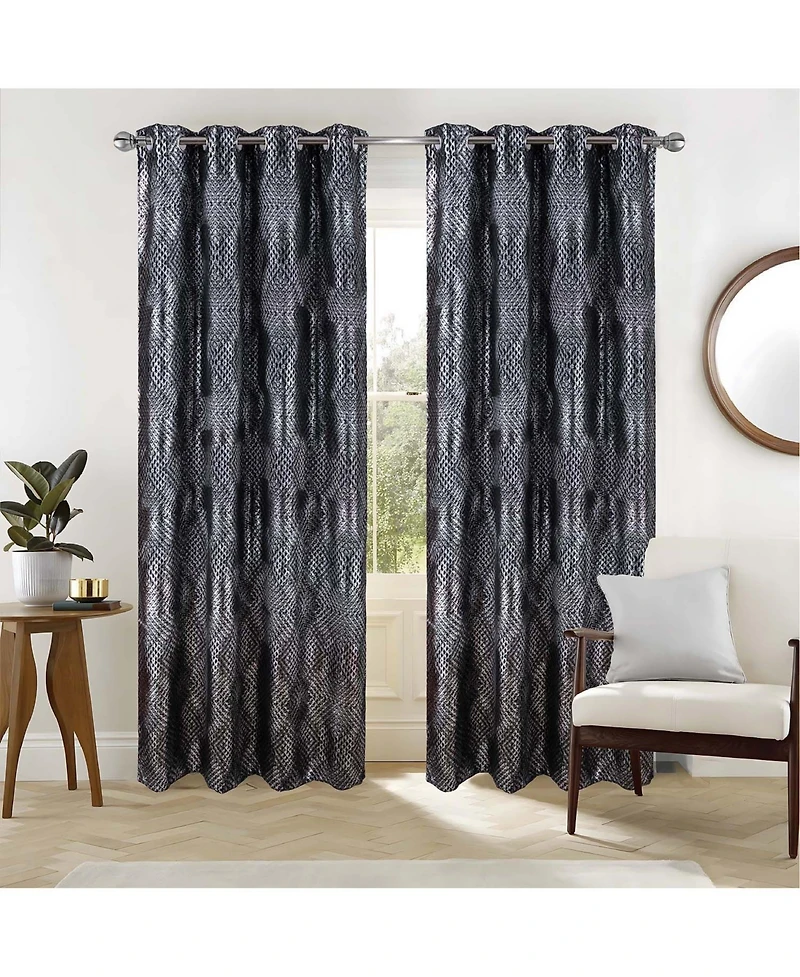 Rt Designer Collection Hailey Halo Foil Blackout Grommet Curtain Panel 52" x 90
