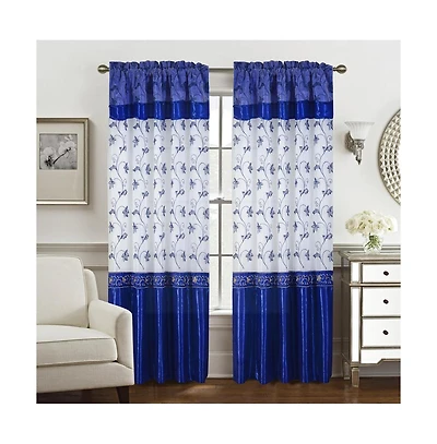 Rt Designers Collection - Pia Embroidered Panel With Double Valance 54'' x 90'' White