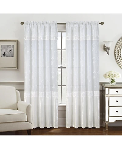 Rt Designers Collection - Pia Embroidered Panel With Double Valance 54'' x 90'' White