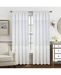 Rt Designers Collection - Pia Embroidered Panel With Double Valance 54'' x 90'' White