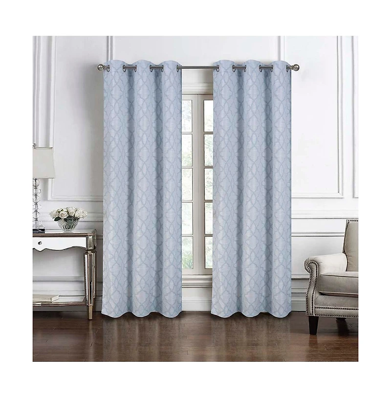 Rt Designers Collection Brookfield Jacquard High Quality Light Filtering Grommet Curtain Panel 54" x 90" Dark Blue