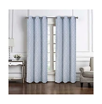 Rt Designers Collection Brookfield Jacquard High Quality Light Filtering Grommet Curtain Panel 54" x 90" Dark Blue