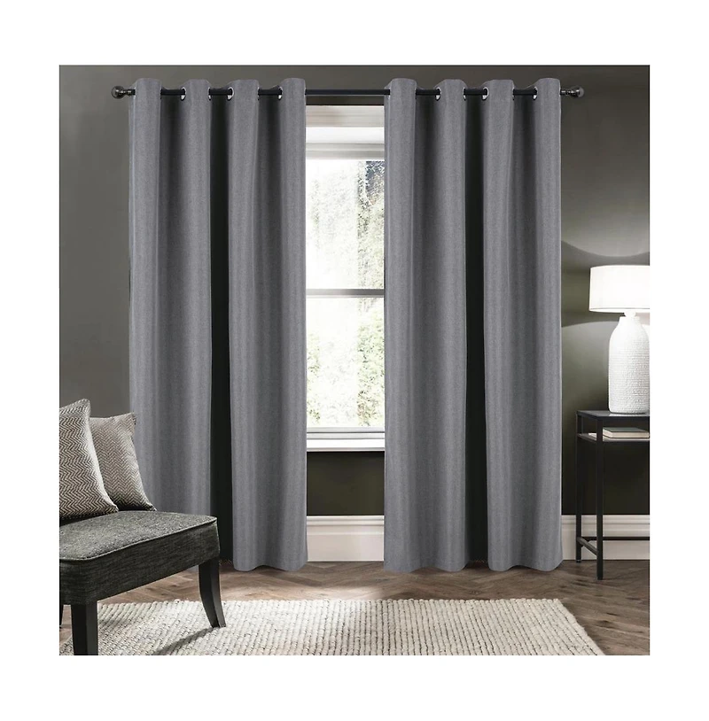 Rt Designers Collection Cabana 100% Blackout Grommet Curtain Panel 54" x 90" Charcoal