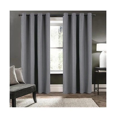 Rt Designers Collection Cabana 100% Blackout Grommet Curtain Panel 54" x 90" Charcoal