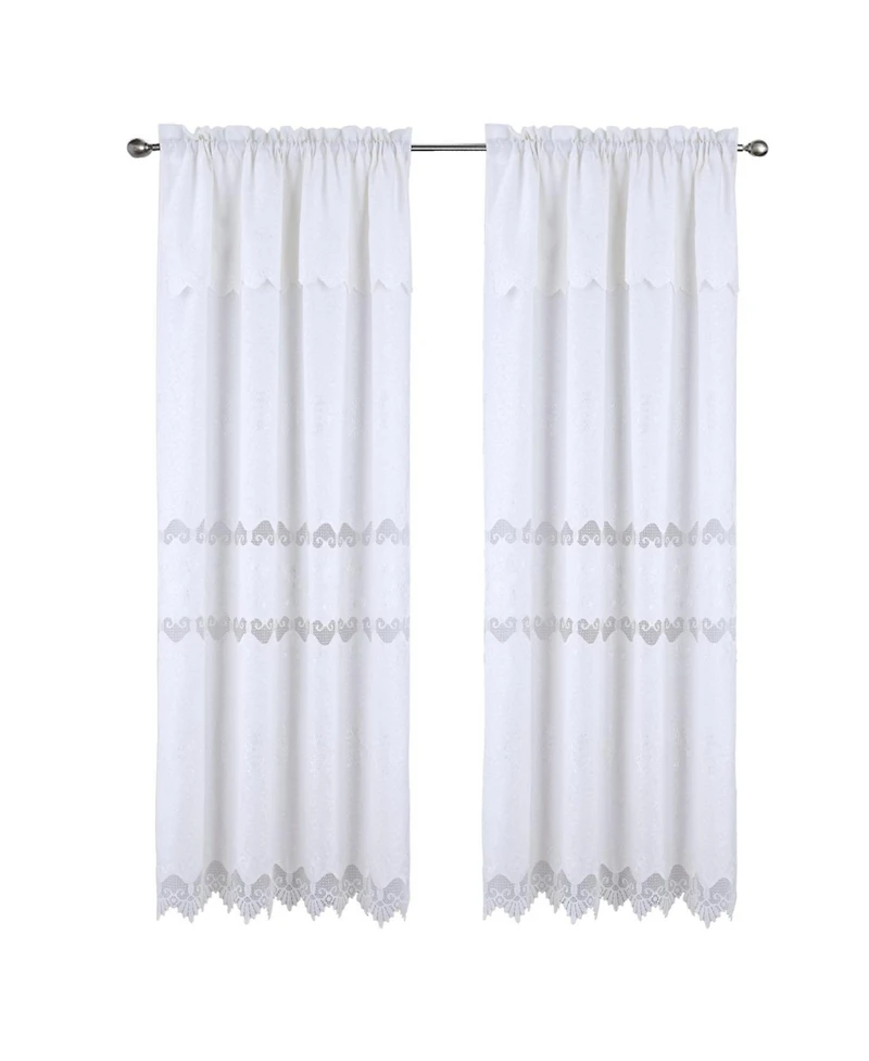 Rt Designer Collection Alice Macrame Luxurious Decorative Rod Pocket Curtain Panel 54" x 84" White