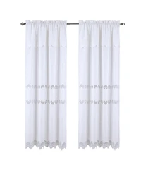 Rt Designer Collection Alice Macrame Luxurious Decorative Rod Pocket Curtain Panel 54" x 84" White