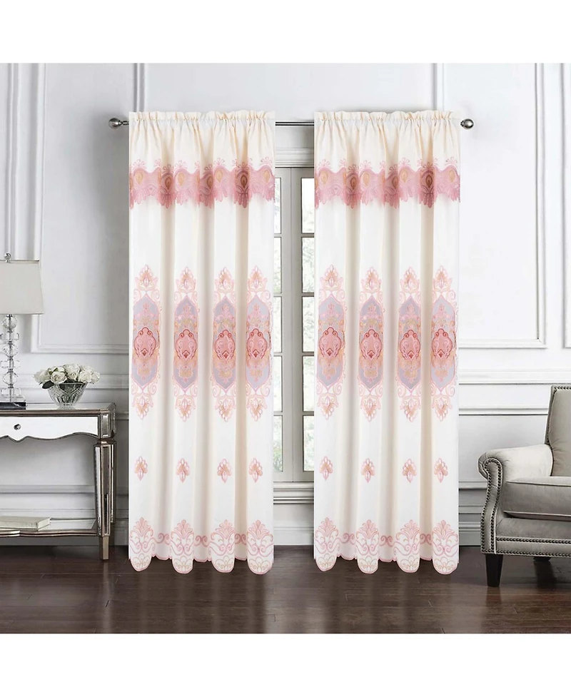 Rt Designer Collection Betsy Macrame Rod Pocket Curtain Panel 52" x 84" Blush