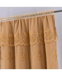 Rt Designers Collection Daisy Embroidery Grommet Curtain Panel With Attached Valance 54" x 84" Gold/Gold