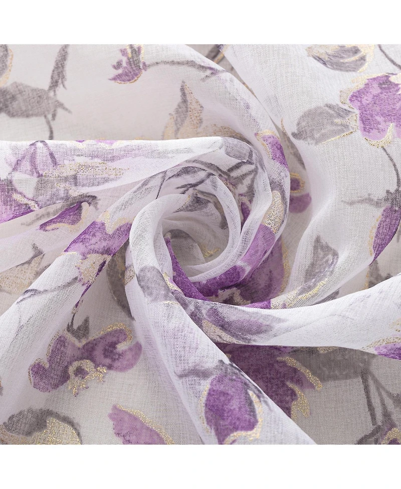 Rt Designers Collection Meadow Grommet Metallic Sheer Printed Doily Curtain Panel 54" x 95" Lilac