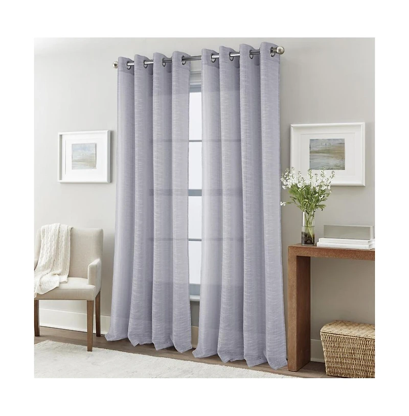 Rt Designers Collection Dexter Linen Texture Grommet Light Filtering Window Curtain Panel 54" x 84" Silver