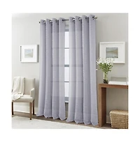 Rt Designers Collection Dexter Linen Texture Grommet Light Filtering Window Curtain Panel 54" x 84" Silver