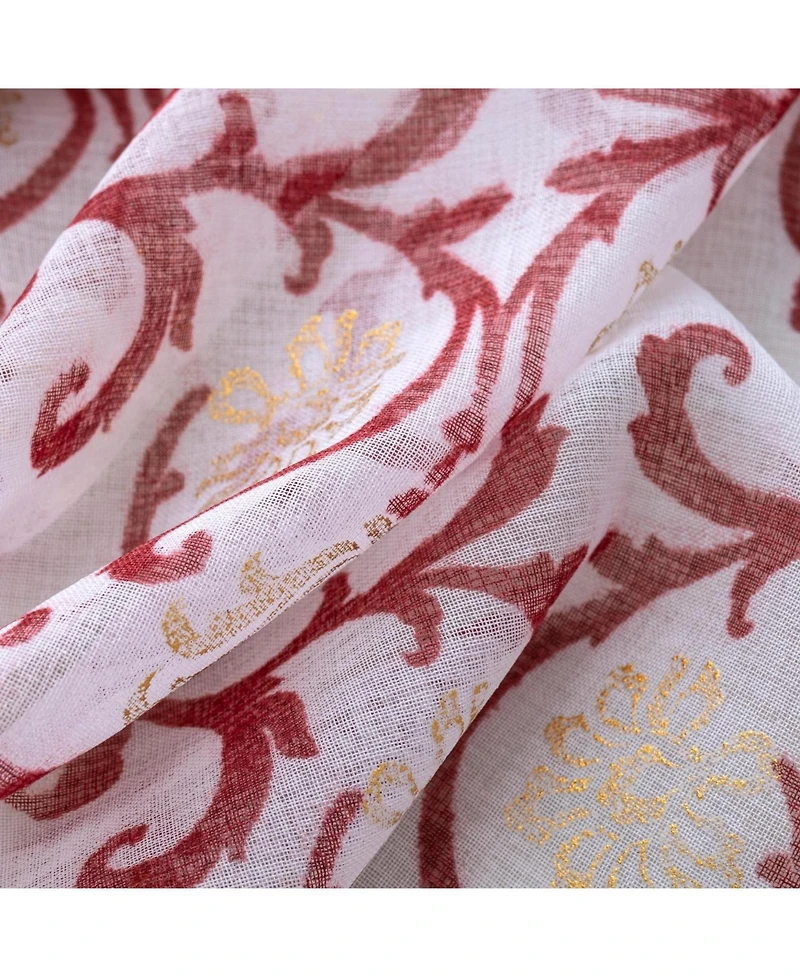 Rt Designers Collection Crown Grommet Sheer Metallic Printed Doily Curtain Panel