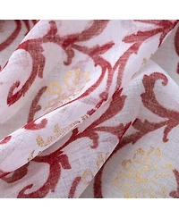 Rt Designers Collection Crown Grommet Sheer Metallic Printed Doily Curtain Panel