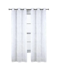 Rt Designers Collection Faye Grommet Metallic Sheer Printed Doily Curtain Panel