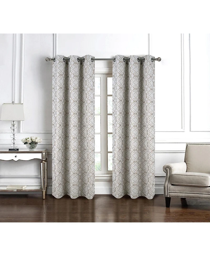 Rt Designer Collection Woodbridge Jacquard Grommet Luxurious Modern Design Curtain Panel 54" x 84" Taupe