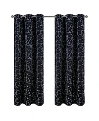 Rt Designer Collection Luciana Embroidered Blackout Luxurious Decorative Grommet Curtain Panel 54" x 84" Black