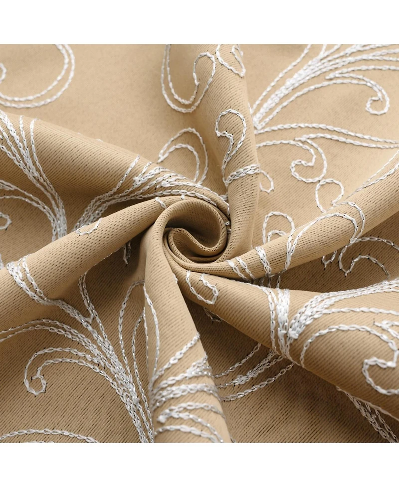 Rt Designer Collection Kimber 2 Pack Embroidered Blackout Luxurious Decorative Grommet Curtain Panel 36" x 84" Taupe