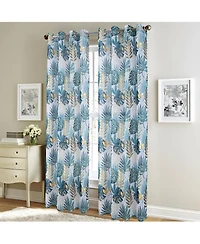 Rt Designer Collection Fern Foil Printed Doily Luxurious Decorative Grommet Curtain Panel 54" x 90" Green