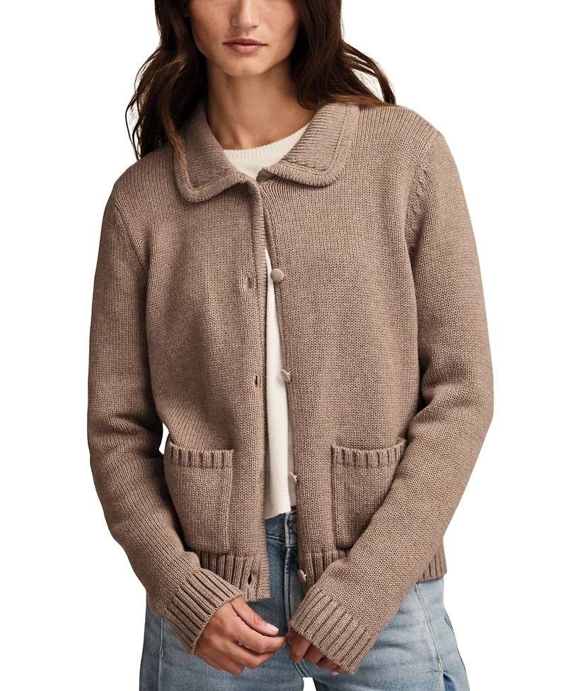 Lucky Brand Women's Collared Button-Up Cardigan Sweater