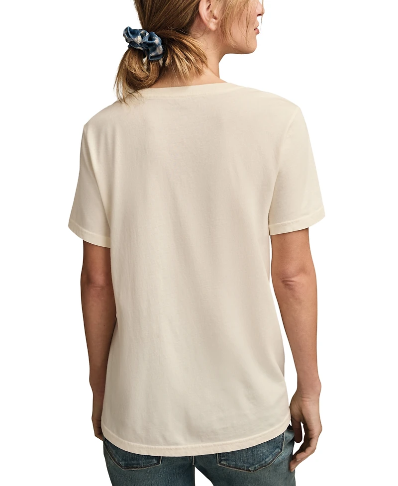 Lucky Brand Women's Floral Vase Classic Crewneck T-Shirt