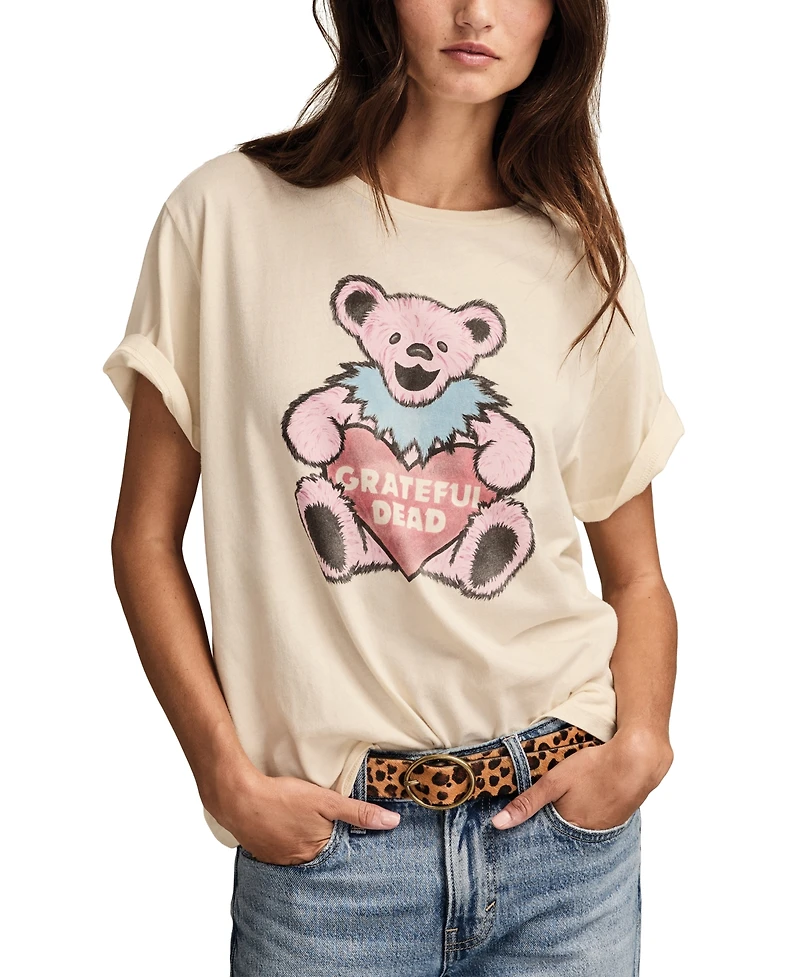 Lucky Brand Women's Grateful Dead Valentine Bear Boyfriend Graphic T-Shirt