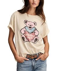 Lucky Brand Women's Grateful Dead Valentine Bear Boyfriend Graphic T-Shirt