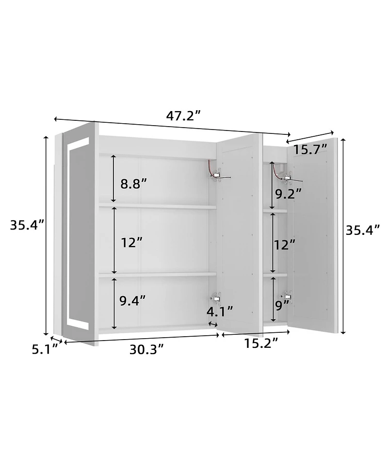 Bathroom Cabinet with Led Mirror, Anti-fog function