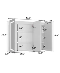 Bathroom Cabinet with Led Mirror, Anti-fog function