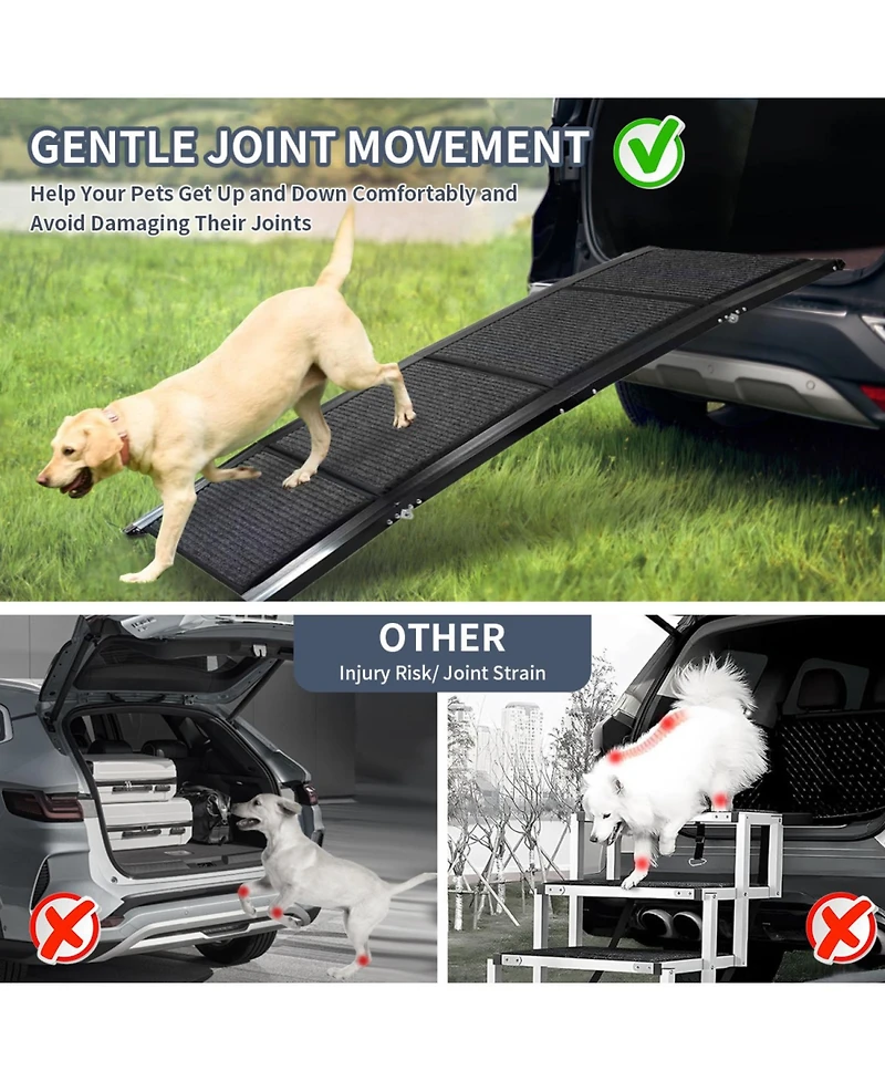 Streamdale Furniture 63" Folding Dog Ramp for Car - Non-Slip Wide 250LBS