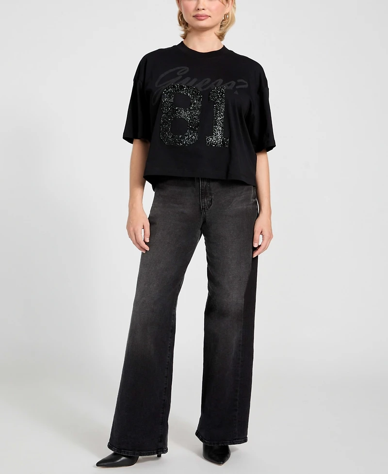 Guess Women's Short-Sleeve 81 Rhinestone Os T-Shirt