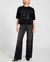 Guess Women's Short-Sleeve 81 Rhinestone Os T-Shirt