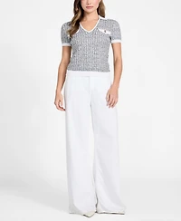 Guess Women's Short-Sleeve V-Neck Collar Annabelle Sweater