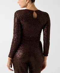 Guess Women's Long-Sleeve Jessie Sequin Top