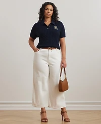 Lauren Ralph Plus Short-Sleeve Polo Collar Sweater