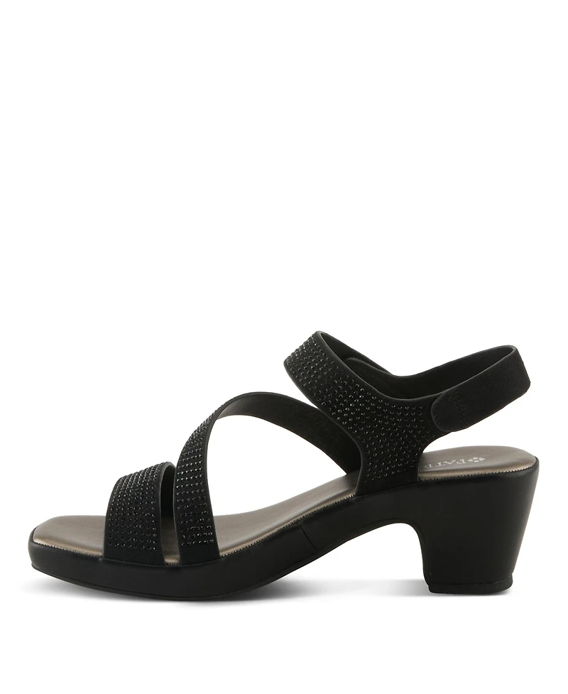 Patrizia Women's Yadiel Crystal Strap Low Block Heel Sandals