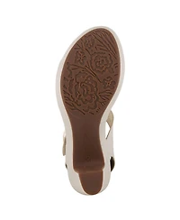 Patrizia Women s Dade Two-Piece Platform Sandals with Accent Buttons and Adjustable Straps