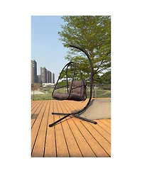 Streamdale Furniture Wicker Egg Chair with Stand & Cushion