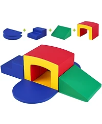 Mecale 5-Piece Foam Toddler Climbing Playset with Ramp, Tunnel and Easy-Clean Design