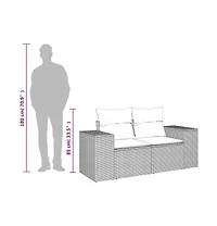 Garden Sofa Black and Cream Poly Rattan and Powder-Coated Steel