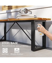 Outsunny Outdoor Bench, 47" Backless Acacia Wood Garden Bench Seat,