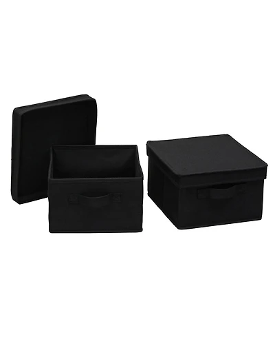 Household Essentials Medium Fabric Storage Bins, Set of 2, Luxe Black Fabric