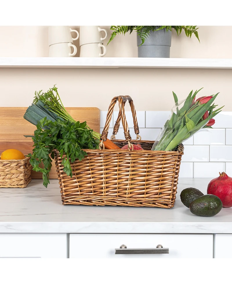 Household Essentials Woven Market Basket, Brown Stain