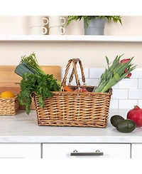 Household Essentials Woven Market Basket, Brown Stain