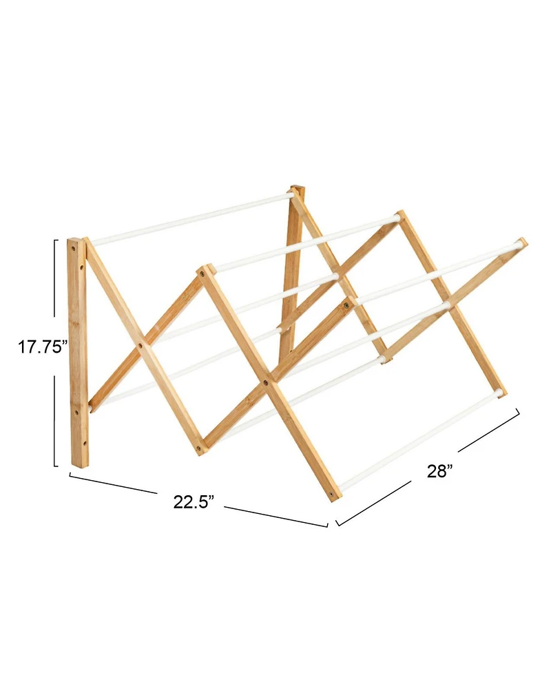 Household Essentials and Metal Wall Mount Extendable Drying Rack, Compact Upscale Laundry Rack with 8 Dowels, White