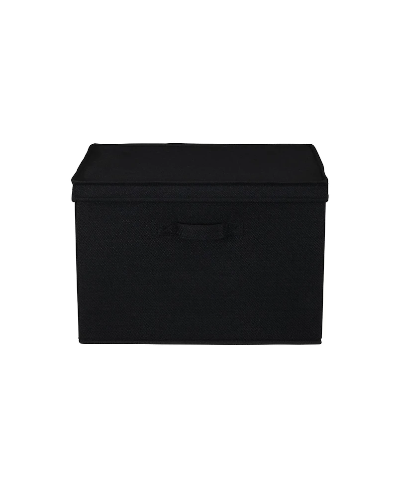 Household Essentials Wide Storage Box With Lid Box, 15"x15"x10", Black