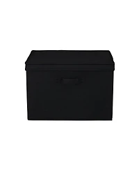 Household Essentials Wide Storage Box With Lid Box, 15"x15"x10", Black
