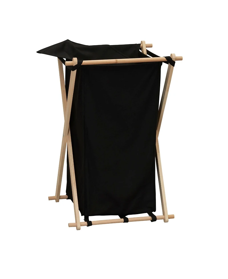 Household Essentials X-Frame Wood Laundry Hamper, Black