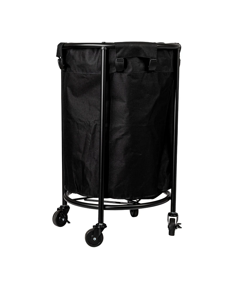 Household Essentials Round Laundry Hamper, Black Polyester Bag