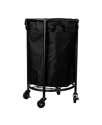 Household Essentials Round Laundry Hamper, Black Polyester Bag