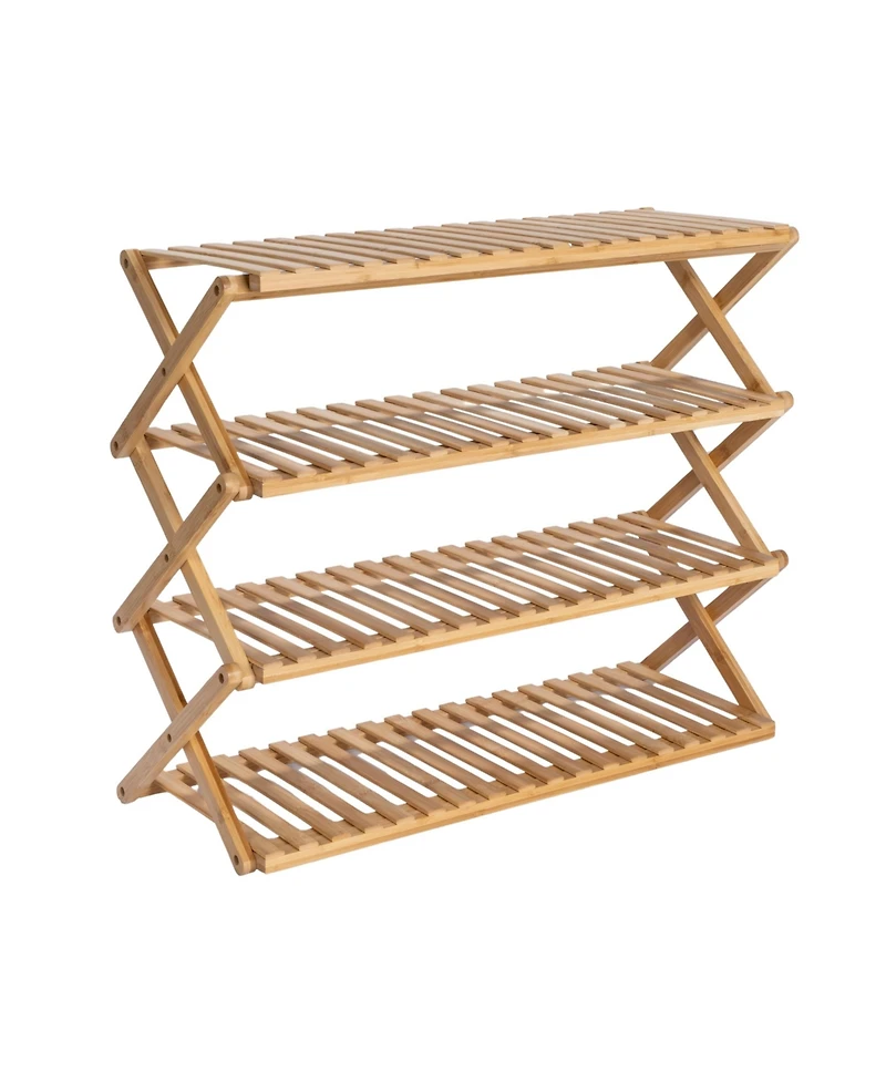 Household Essentials4-Tier Folding Shoe Rack, Natural